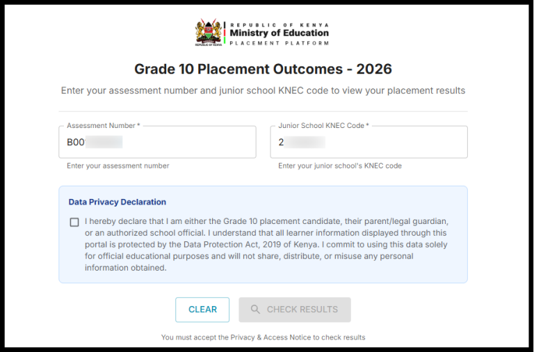Enter Junior School KNEC Code