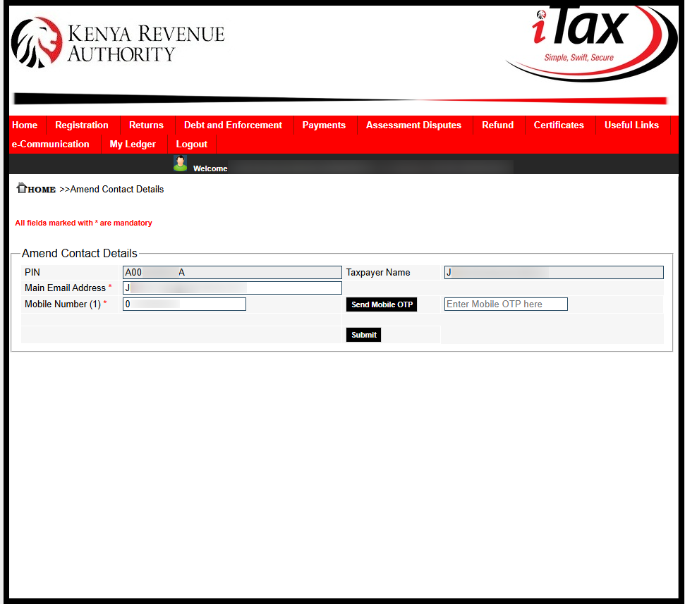 Next, select and delete the current mobile number and proceed to enter your new mobile number on iTax. Once you have entered your mobile number, you will be prompted to verify the same by sending mobile OTP to the new mobile number. Proceed by clicking on the "OK" button. 