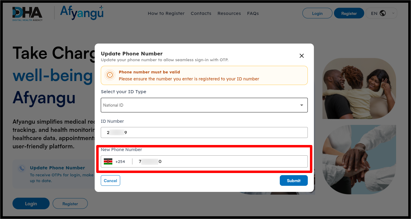 In this step, you need to enter your new phone number. Please ensure the number you enter is registered to your ID number.