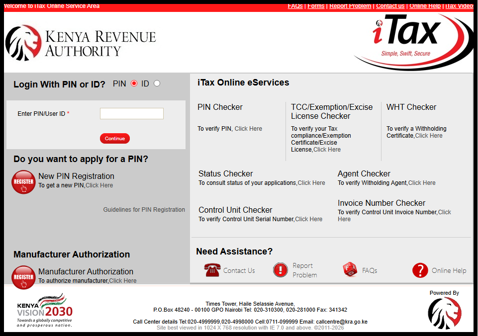 The first step in the process of checking KRA PIN Number online using KRA PIN Checker is to visit iTax (KRA Portal) using the link - https://itax.kra.go.ke/KRA-Portal/