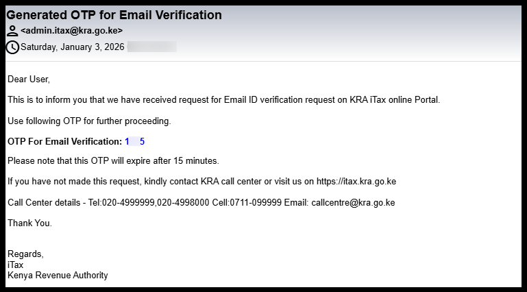 Generated OTP for Email Verification