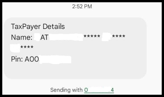 Receive SMS with Your Taxpayer Details – Names and KRA PIN Number