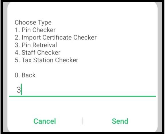 Select Option 3 – PIN Retrieval