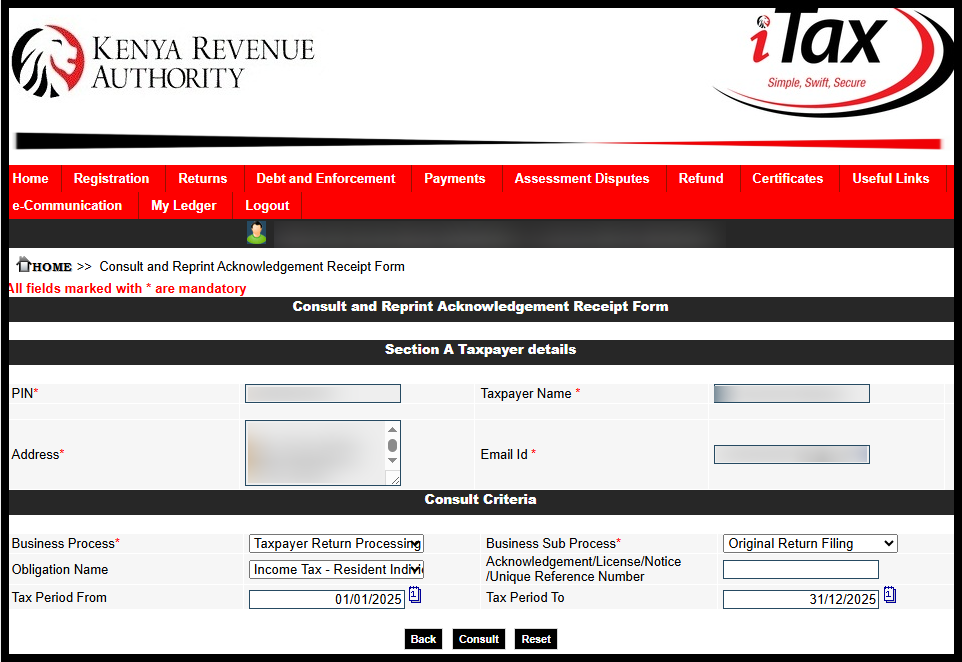 consult and reprint acknowledgment receipt form