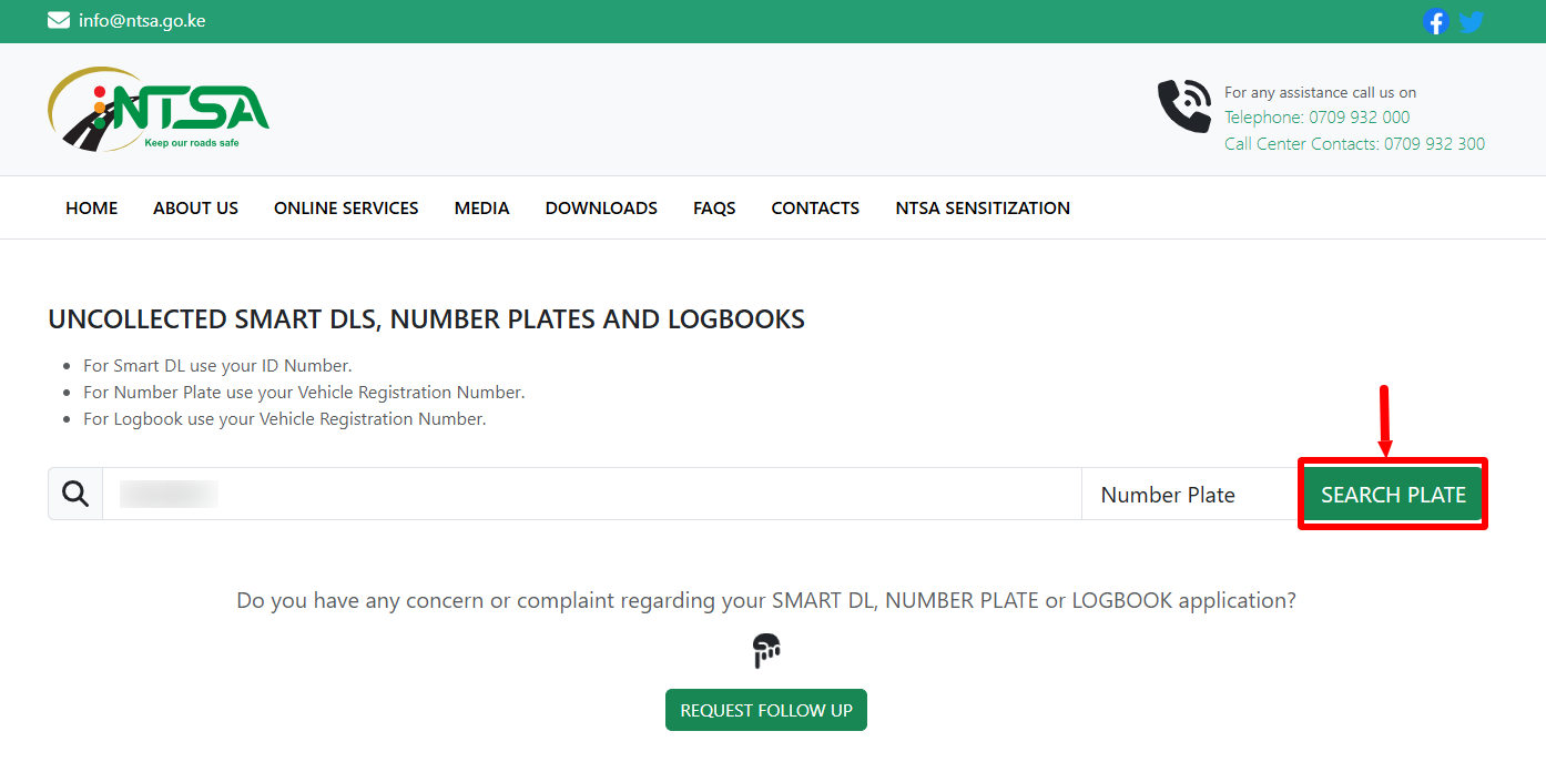Click on Search Number Plate
