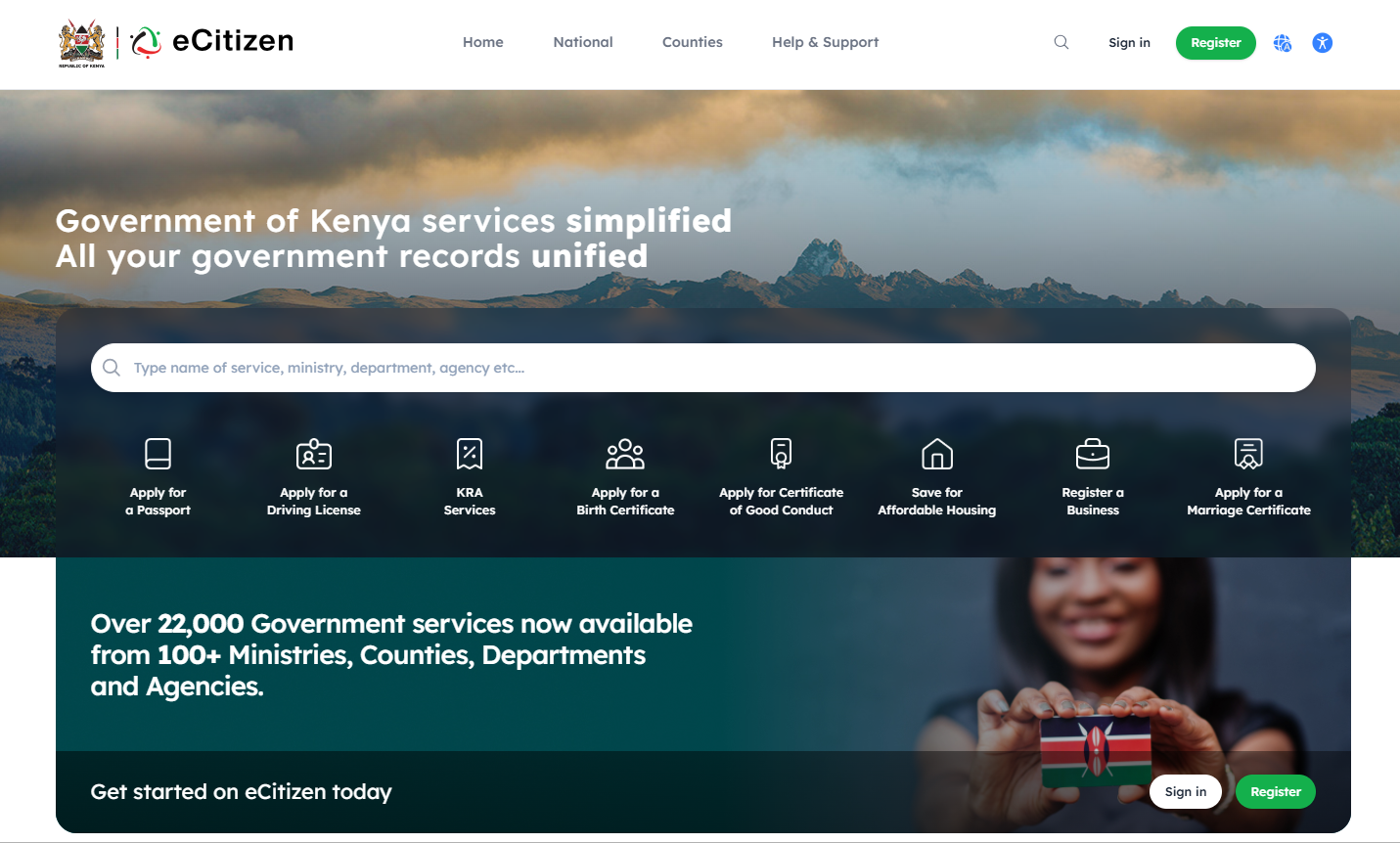 Visit eCitizen website