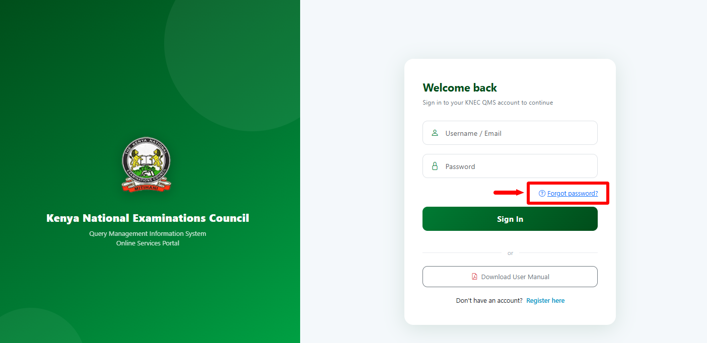 click forgot password