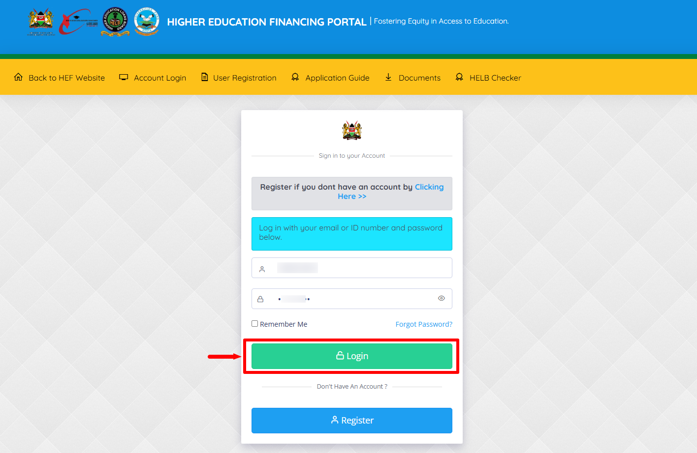 click on login button