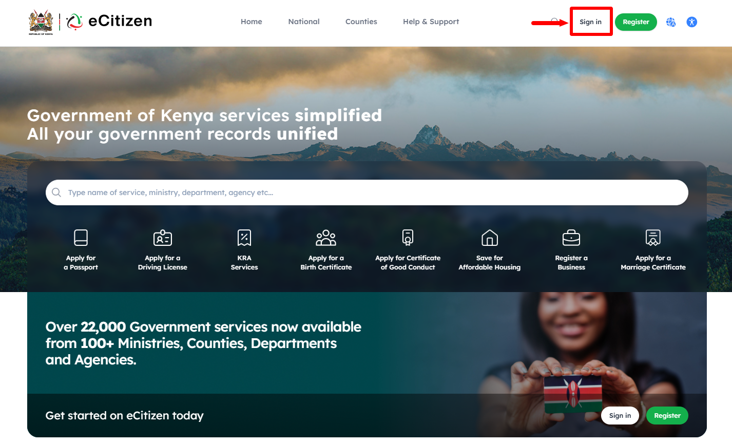 click on sign in button