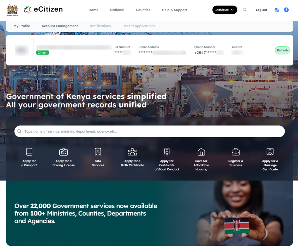 eCitizen Login Successfull