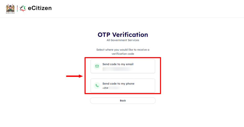 ecitizen otp verification