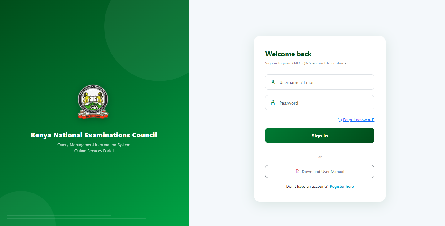 visit knec qmis portal
