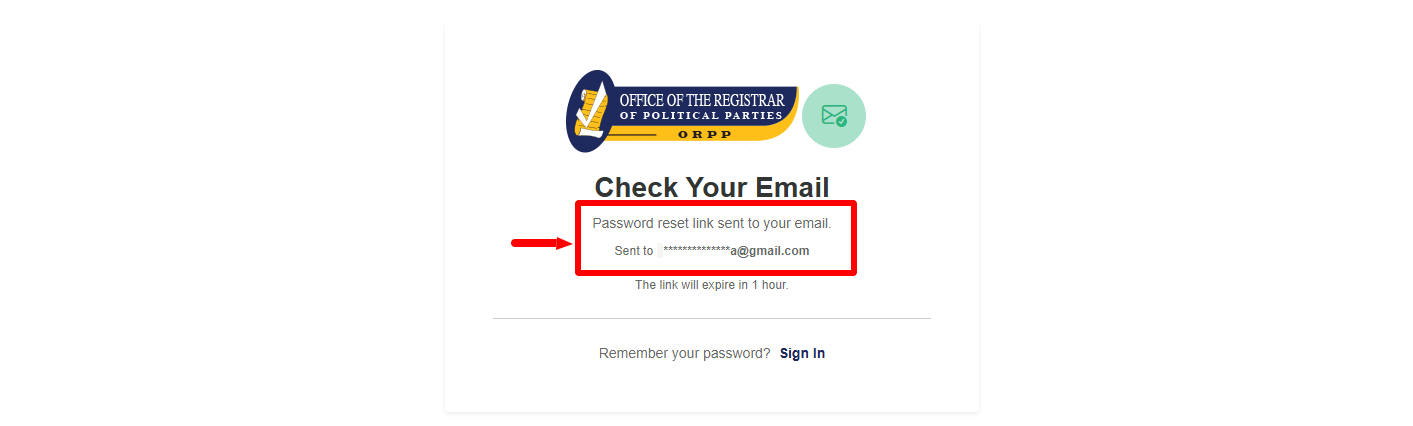 check your email for ippms password reset