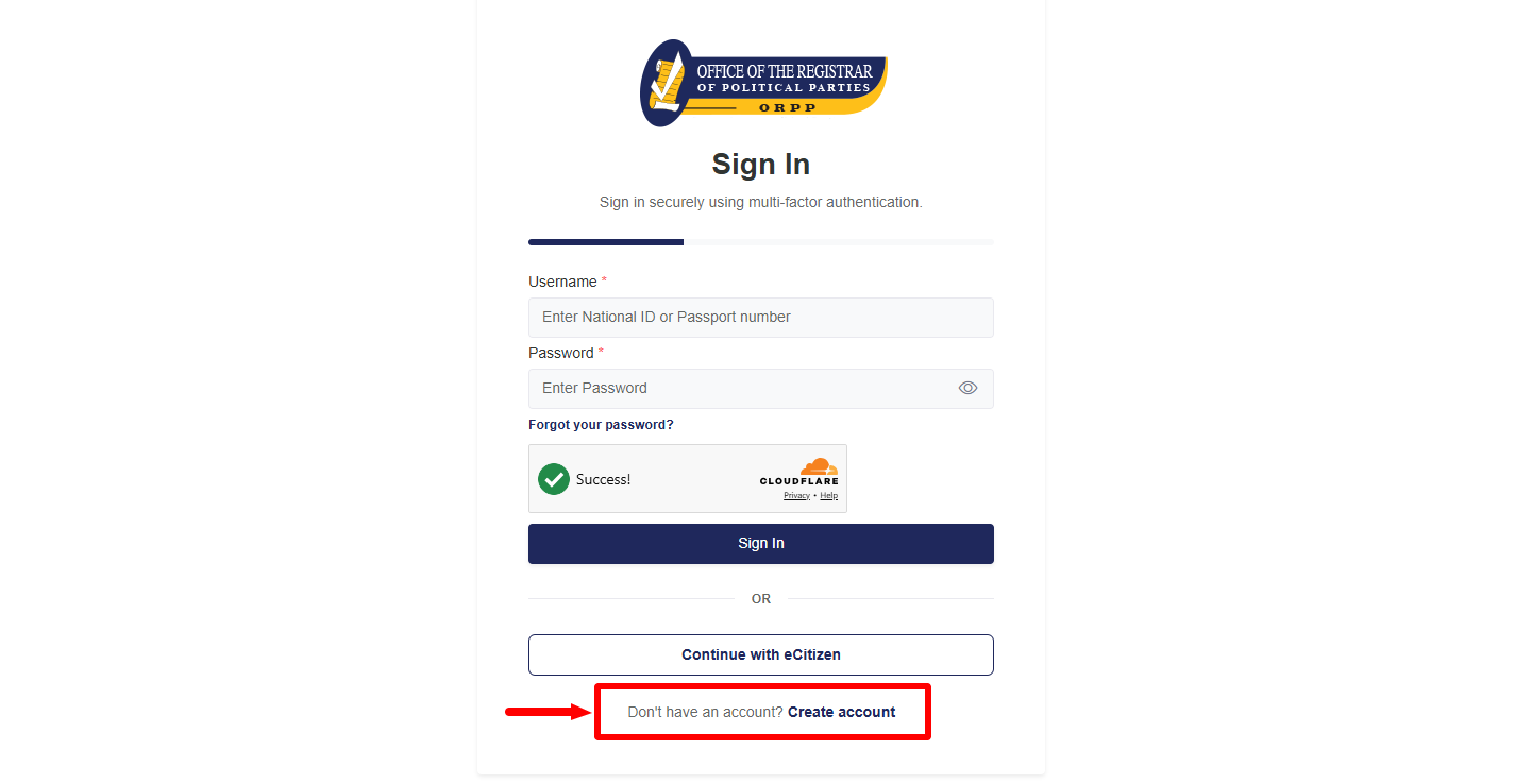 click create account