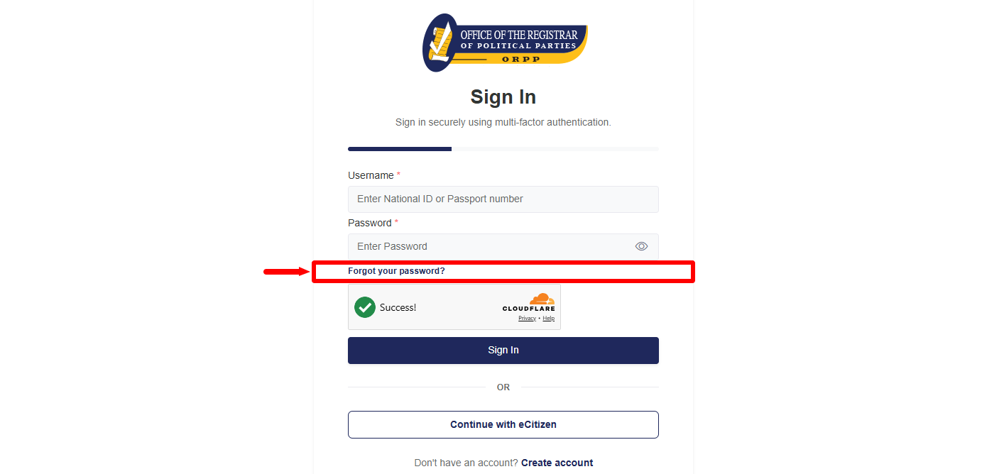 click forgot password