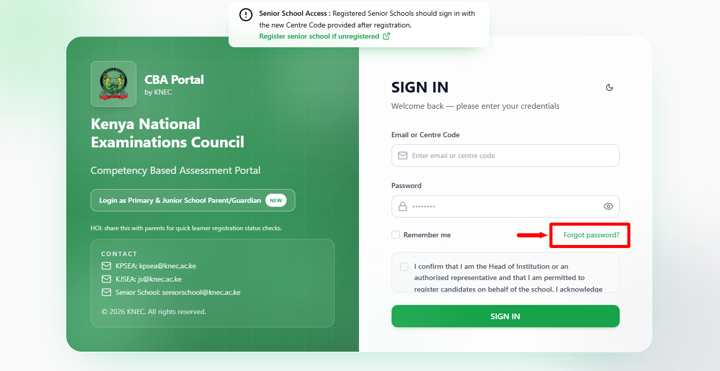 click forgot password