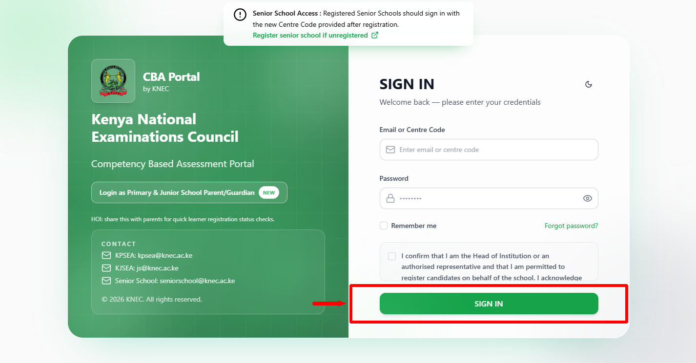 click on sign in