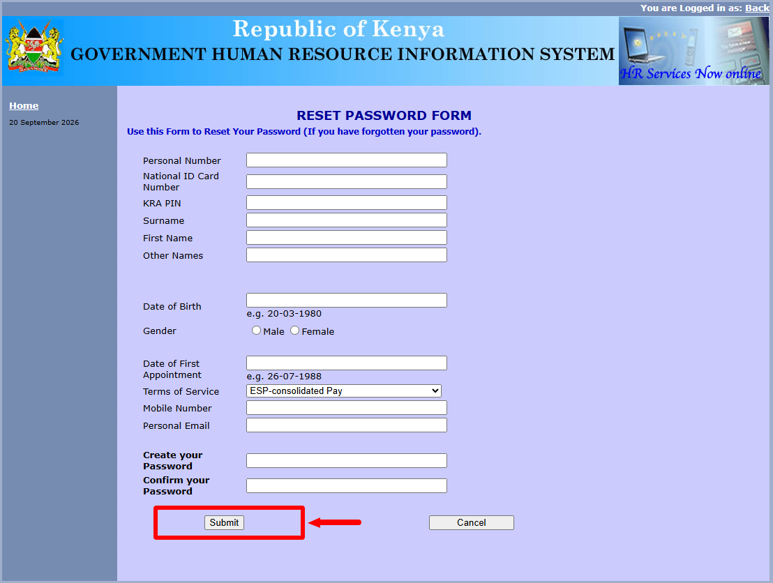 click on submit button