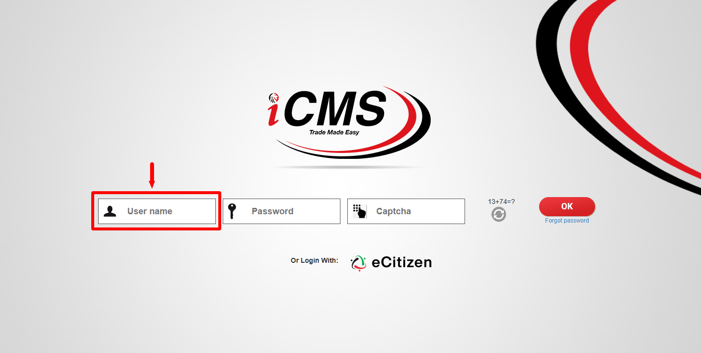 enter icms username