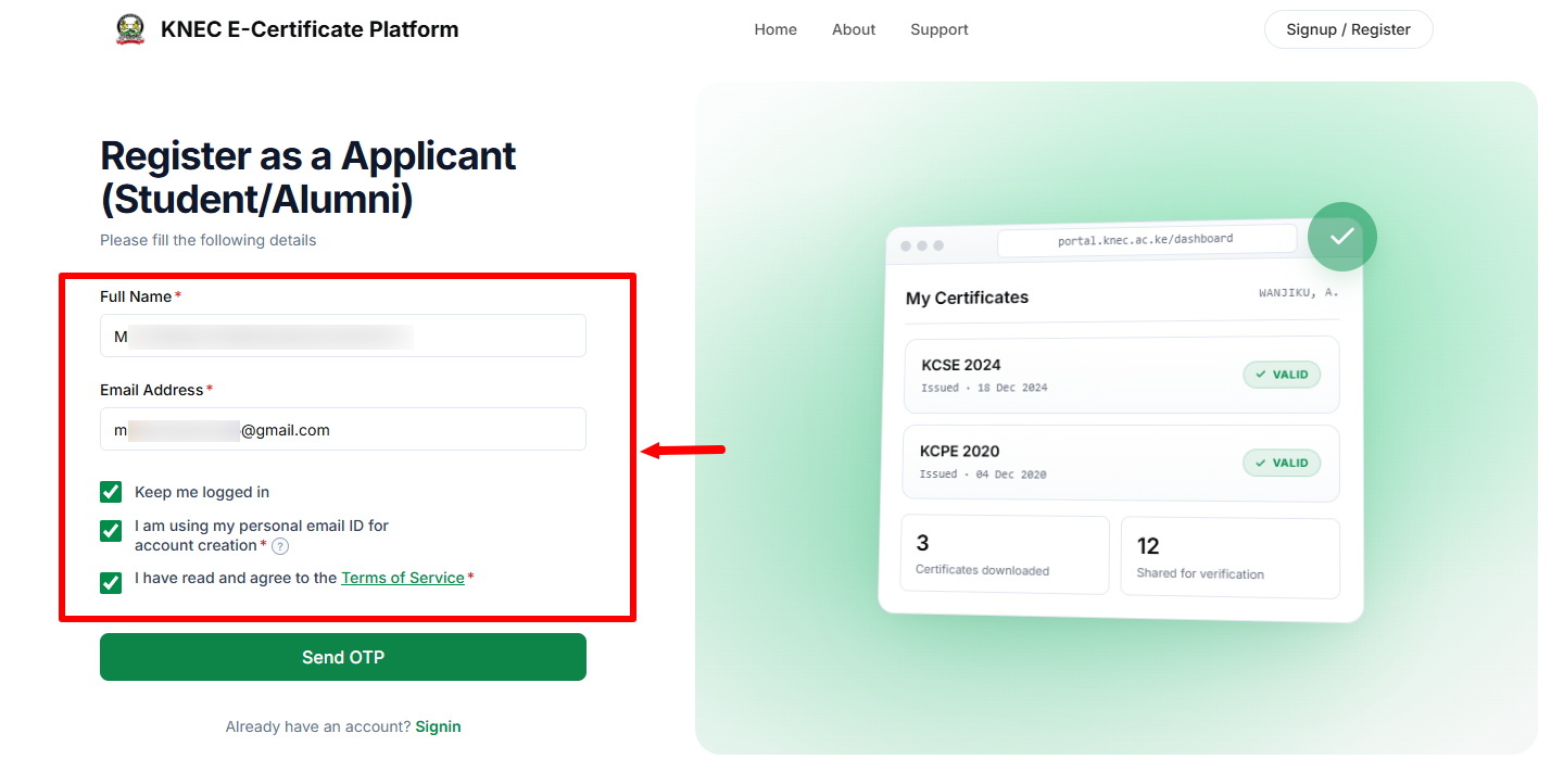 register as an applicant
